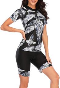 img 1 attached to Stylish JadeRich Women's Short Sleeve Rash Guard Swimsuit with Patterned Zipper - Two Piece Bathing Swimwear for Ultimate Comfort and Style