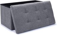 🪑 gray linen folding storage ottoman bench - wonenice 30 x 15 x 15 in: storage chest, footrest, padded seat logo