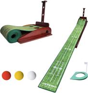 ueverhi golf putting green mat with automatic wood ball return system - mini golf practice mat for indoor and outdoor golf training, includes putting cup and 3 golf balls logo