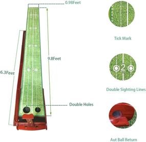 img 3 attached to UEVERHI Golf Putting Green Mat with Automatic Wood Ball Return System - Mini Golf Practice Mat for Indoor and Outdoor Golf Training, Includes Putting Cup and 3 Golf Balls