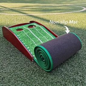 img 1 attached to UEVERHI Golf Putting Green Mat with Automatic Wood Ball Return System - Mini Golf Practice Mat for Indoor and Outdoor Golf Training, Includes Putting Cup and 3 Golf Balls