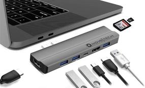 img 3 attached to Renewed NOV8Tech USB C Hub Dual 4K HDMI Triple Display USB Adapter for MacBook Pro 2021/2020/2019/2018/2017/2016 & MacBook Air 2021-2018 - 8 in 2 Gray USB-C 100W PD, 2X USB 3.0, USB 2.0, SD/Micro SD, Enhanced SEO