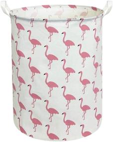 img 4 attached to 🦩 CLOCOR Large Cotton Storage Bin - Round Gift Basket with Handles for Toys, Laundry, Baby Nursery - White Flamingo Print