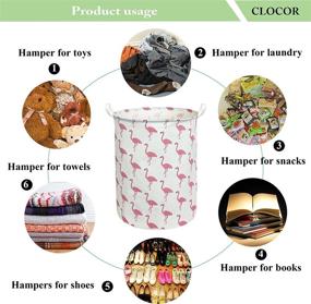 img 1 attached to 🦩 CLOCOR Large Cotton Storage Bin - Round Gift Basket with Handles for Toys, Laundry, Baby Nursery - White Flamingo Print