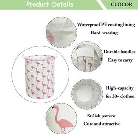 img 2 attached to 🦩 CLOCOR Large Cotton Storage Bin - Round Gift Basket with Handles for Toys, Laundry, Baby Nursery - White Flamingo Print