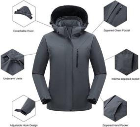 img 1 attached to 🧥 Stay Warm & Dry with PTSOC Women's 3-in-1 Waterproof Ski Jacket for Winter Adventures