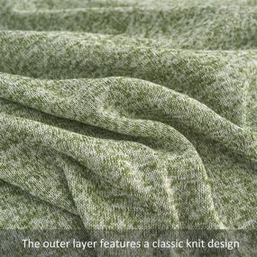 img 3 attached to 🛋️ JML Green/White Knit Blanket Set Queen Size (90"x90") with 2 Shams - Soft Microfiber, 300GSM Cozy Fuzzy Jersey Blanket for Couch, Sofa, Office, and Picnic
