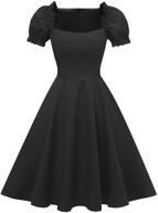 👗 hanpceirs women's puff sleeve 1950s party dresses: chic aline with pockets logo