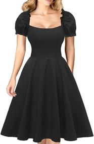 img 3 attached to 👗 Hanpceirs Women's Puff Sleeve 1950s Party Dresses: Chic Aline with Pockets