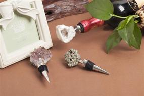 img 4 attached to AMOYSTONE Natural Geode Crystal Wine Stoppers 🍷 – White Quartz, Amethyst, Pyrite Bar Tools Set (3Pcs)