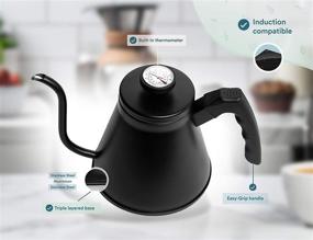 img 1 attached to 🔥 27oz Black Stovetop Kettle with Thermometer, Gooseneck Design, Pour Over Functionality, Triple Layered Base - by Kook