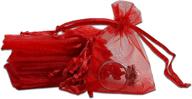 🎁 thedisplayguys 100-pack xs red sheer organza gift bags with drawstring, 2x2.75 inches, ideal for jewelry, candy, treats, wedding party favors, and mesh pouch logo