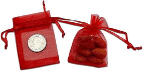 img 2 attached to 🎁 TheDisplayGuys 100-Pack XS Red Sheer Organza Gift Bags with Drawstring, 2x2.75 Inches, Ideal for Jewelry, Candy, Treats, Wedding Party Favors, and Mesh Pouch