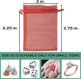 img 3 attached to 🎁 TheDisplayGuys 100-Pack XS Red Sheer Organza Gift Bags with Drawstring, 2x2.75 Inches, Ideal for Jewelry, Candy, Treats, Wedding Party Favors, and Mesh Pouch