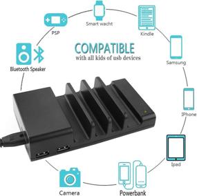 img 4 attached to 🔌 Thopeb 4 Port USB Charging Station with 4 Mixed Cables - Compatible with iPad, iPhone, Samsung, Smartphone - Desktop Cell Phone Charge Stand & Multiple USB Charger Docking Organizer