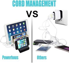 img 1 attached to 🔌 Thopeb 4 Port USB Charging Station with 4 Mixed Cables - Compatible with iPad, iPhone, Samsung, Smartphone - Desktop Cell Phone Charge Stand & Multiple USB Charger Docking Organizer