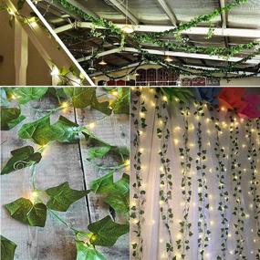 img 1 attached to Улучшите свое пространство с KASZOO 84Ft 12 Pack Artificial Ivy Garland Fake Plants: 80 LED String Lights для дома, кухни, сада, офиса, свадьбы, стенного декора.