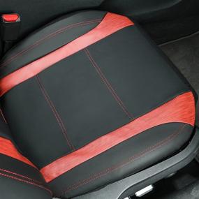 img 1 attached to 🚗 Universal Luxury Wood Grain Leather Car Seat Cover - Compatible with Airbags, Fits Suvs, Sedans, Vans, Trucks (Black with Red Color)