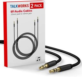 img 3 attached to 🎧 Телефон TalkWorks 2-Pack, длинный кабель длиной 6 футов, мужской на мужской, черный - аудио-кордон-удлинитель для Apple iPhone, Samsung Galaxy, Android, наушников, стерео - улучшенный показатель SEO.