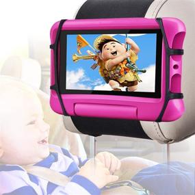 img 4 attached to 📱 Tablet Headrest Mount Holder for Cars, WONNIE Kids Car Back Seat Tablet Holder, Universal Mount with Anti-Slip Strap & Silicone Holding Net/Fits 7-10.5" Tablets