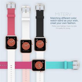 img 3 attached to Мягкий силиконовый заменительный ремешок для Apple Watch SE Series 6,5,4,3,2,1 - MITERV Совместим с Apple Watch Band 38mm 40mm.