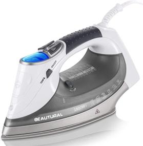 img 4 attached to BEAUTURAL 1800-Watt Steam Iron with LCD Screen, Ceramic Coated Soleplate, 3-Way Auto-Off, 9 Temperature & Steam Settings – Ideal for Variable Fabric Needs