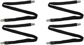 img 4 attached to 🛏️ Toweter 2 Set, 4 Pieces Adjustable Under Mattress Bed Sheet Fastener - Crisscross Design for Slipcover Stability - Long Strap Clip Bands, Black Color