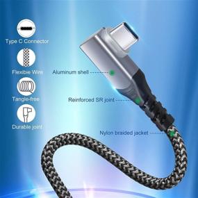 img 2 attached to 🔌 Excgood Right Angle USB C Cable (4-Pack 10ft) - Fast Charging Nylon Braided Type C Cable for Galaxy, LG, Moto, Pixel - Black