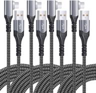 🔌 excgood right angle usb c cable (4-pack 10ft) - fast charging nylon braided type c cable for galaxy, lg, moto, pixel - black logo