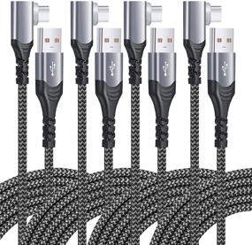 img 4 attached to 🔌 Excgood Right Angle USB C Cable (4-Pack 10ft) - Fast Charging Nylon Braided Type C Cable for Galaxy, LG, Moto, Pixel - Black