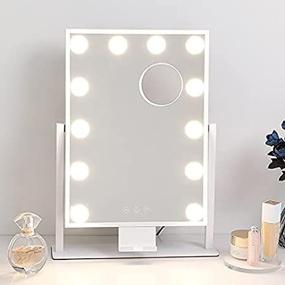img 3 attached to Hollywood Style Vanity Mirror with Lights, Phone Holder & 💄 12 Dimmable LED Bulbs – 3 Colors & 10X Magnification Option