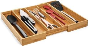 img 1 attached to 🍴 Streamline Your Kitchen Drawer with the RMR Home Bamboo Silverware Organizer - Versatile Expandable Cutlery Tray and Utensil Organizer, Featuring Drawer Dividers for Perfectly Organized Kitchen Utensils and Flatware (3-5 Slots) - Natural