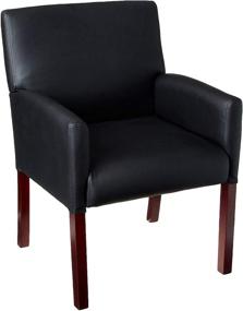 img 4 attached to 🪑 Boss Office Products Reception Box Arm Chair: Mahogany Finish in Black - 25" D x 24.5" W x 35" H