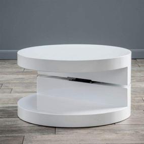 img 3 attached to 🔘 CKH Emerson Small Circular Glossy White Swivel Coffee Table by Christopher Knight Home