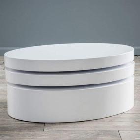 img 1 attached to 🔘 CKH Emerson Small Circular Glossy White Swivel Coffee Table by Christopher Knight Home