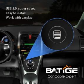 img 3 attached to 🚗 Dual USB Car Mount Flush Cable by BATIGE - 3ft Waterproof USB Cable with 2 Female Ports for Data and Power