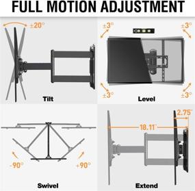 img 3 attached to 📺 Swivel and Tilt Full Motion TV Mount for 26-55 Inch Flat Curved TVs, Wall Mount TV Bracket with 6-Arm Articulation, Max VESA 400x400mm, 88 lbs Capacity – Single Stud, Corner TV Mount ELIVED+