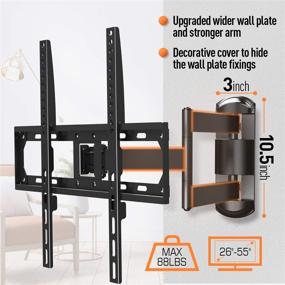 img 1 attached to 📺 Swivel and Tilt Full Motion TV Mount for 26-55 Inch Flat Curved TVs, Wall Mount TV Bracket with 6-Arm Articulation, Max VESA 400x400mm, 88 lbs Capacity – Single Stud, Corner TV Mount ELIVED+
