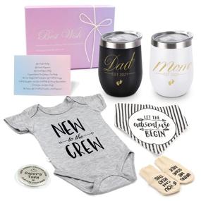 img 4 attached to 🤰 Pregnancy Gift Set 2021: First Time Mom Gifts for Women - New Parents Wine Tumbler Set, Baby Onesie, Socks, Bib, Decision Coin - Top Mom & Dad Gift Idea for Baby Shower, Gender Reveal