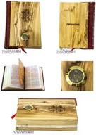 📖 hand carved olive wood millennium bible book with holy soil and jerusalem cross from the holy land логотип