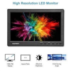 img 3 attached to 10.1 inch Haiway Security Monitor with 1366x768 Resolution - Small HDMI Monitor, Portable and with Remote Control, Dual Speakers, HDMI VGA BNC USB Input for Gaming, CCTV, Raspberry Pi, PC