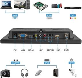 img 2 attached to 10.1 inch Haiway Security Monitor with 1366x768 Resolution - Small HDMI Monitor, Portable and with Remote Control, Dual Speakers, HDMI VGA BNC USB Input for Gaming, CCTV, Raspberry Pi, PC