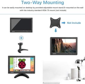 img 1 attached to 10.1 inch Haiway Security Monitor with 1366x768 Resolution - Small HDMI Monitor, Portable and with Remote Control, Dual Speakers, HDMI VGA BNC USB Input for Gaming, CCTV, Raspberry Pi, PC