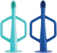 🦷 tiny twinkle silicone training toothbrush 2 pack – gentle infant toothbrush for soothing baby's gums and teething pain (ocean) logo