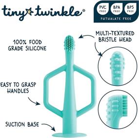 img 1 attached to 🦷 Tiny Twinkle Silicone Training Toothbrush 2 Pack – Gentle Infant Toothbrush for Soothing Baby's Gums and Teething Pain (Ocean)