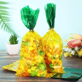 img 3 attached to 🍍 100 Pineapple Cellophane Treat Bags with 200 Gold Twist Ties - Perfect for Cookies, Candies & Pool Party Favours