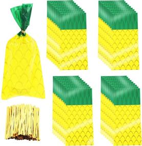 img 4 attached to 🍍 100 Pineapple Cellophane Treat Bags with 200 Gold Twist Ties - Perfect for Cookies, Candies & Pool Party Favours
