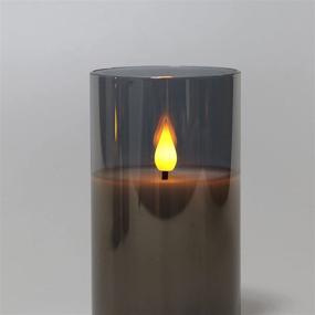 img 3 attached to 🕯️ Set of 3 Warm White Flickering LED Candles with Remote, Battery Operated Flameless Candle Gift Set, Gray Glass, Batteries Included