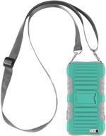 protective e-tree crossbody lanyard case for iphone 6 plus / 6s plus with kickstand stand - shockproof, dual layered and detachable neck strap - ideal for outdoors, kids, and elderly - green logo