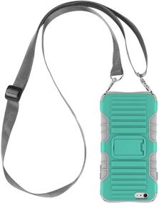 img 4 attached to Protective E-Tree Crossbody Lanyard Case for iPhone 6 Plus / 6S Plus with Kickstand Stand - Shockproof, Dual Layered and Detachable Neck Strap - Ideal for Outdoors, Kids, and Elderly - Green